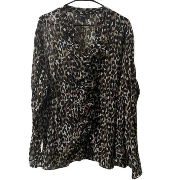 Style & Co Woman Size 20W Polyester Animal Print Blouse Ruffle - Picture 1 of 7